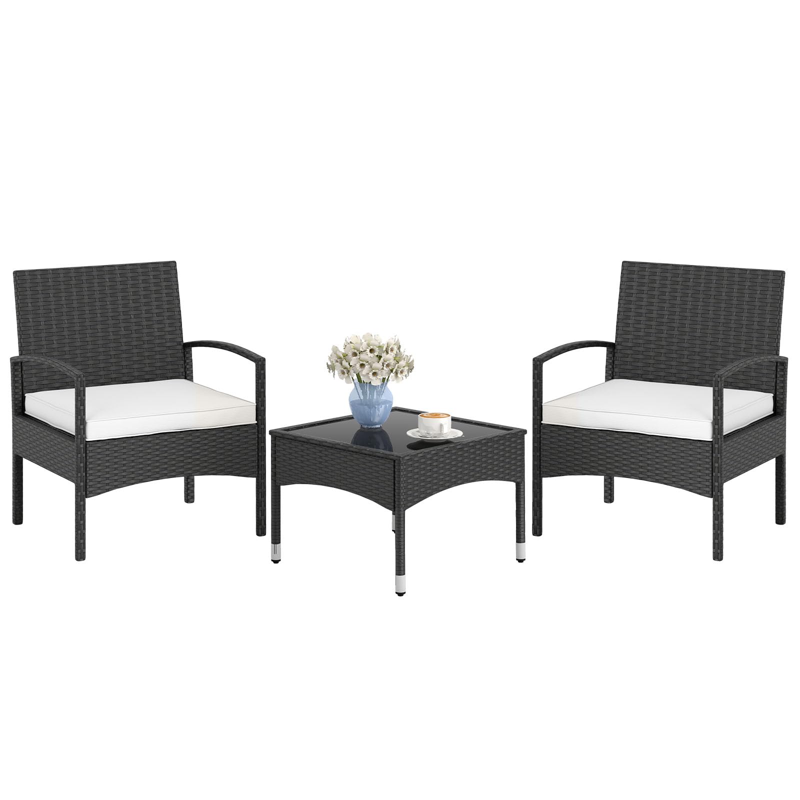 Tangkula 3 Piece Patio Furniture Set for Porch Balcony Backyard Poolside